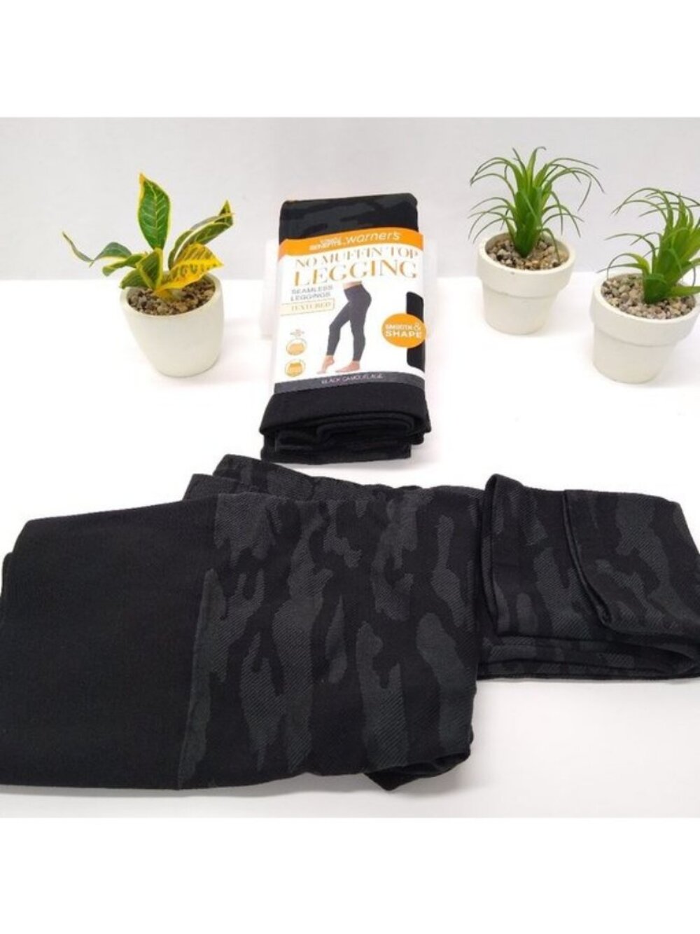 Warner's Blissful Benefits No Muffin Top Textured Leggings L/XL SMOOTH SHAPE Blk